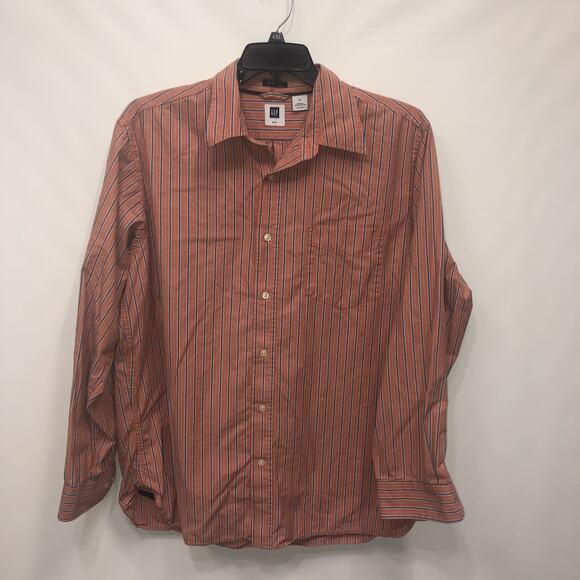 Gap Cotton Blend XL Long Sleeve Button Front Striped Shirt - Picture 1 of 9